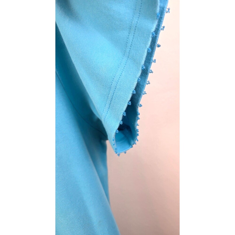 Vintage QUACKER FACTORY Sky Blue Sequin Beaded Flamingo T-Shirt Maxi Dress 2X - Picture 4 of 12